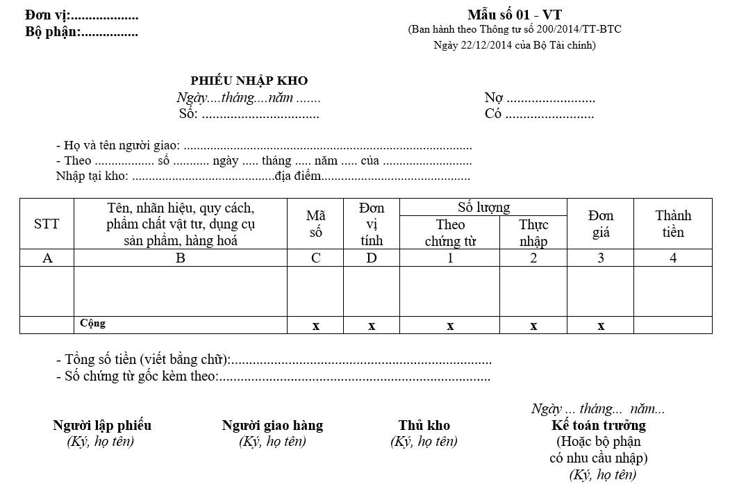 Mẫu 01-VT