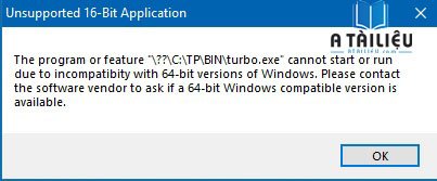 Lỗi Turbo Pascal trên Windows 64bit